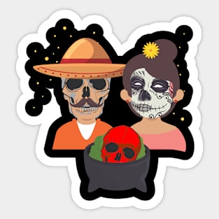 Skull family dinner Sticker